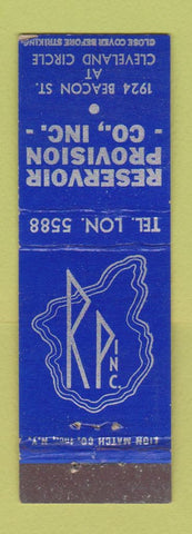 Matchbook Cover - Reservoir Provision  Liquor Store Midget
