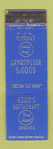 Matchbook Cover - Good's Restaurant Ephrata PA WORN Midget