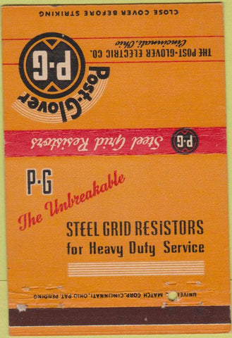 Matchbook Cover - Post Glover Electric Cincinnati OH 40 Strike