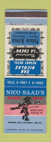 Matchbook Cover - Nico Saad's Resort Hotel Ensenada Baja CA Mexico