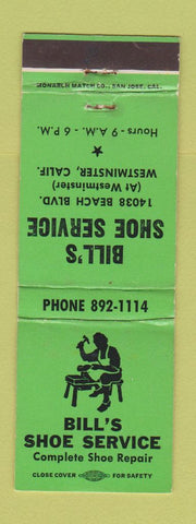 Matchbook Cover - Bill's Shoe Service Westminster CA