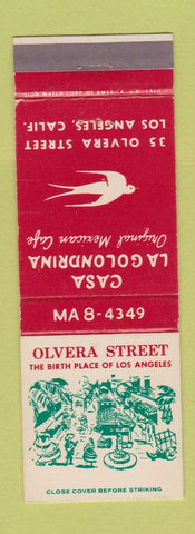 Matchbook Cover - Casa La Golondrina Mexican Los Angeles CA