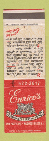 Matchbook Cover - Enrico's Restaurant Wildwood Crest NJ