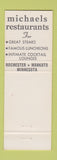 Matchbook Cover - Michaels Restaurants Rochester Mankato MN