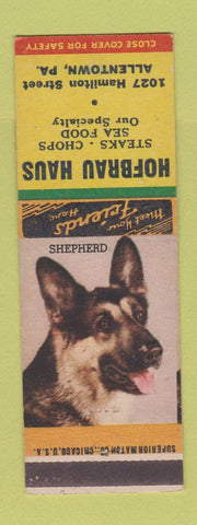 Matchbook Cover - Hofbrau Haus Steaks Allentown PA German Shepherd