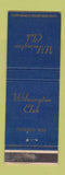 Matchbook Cover - Wilmington Club DE WEAR