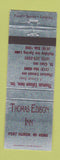Matchbook Cover - Thomas Edison Inn Port Huron MI