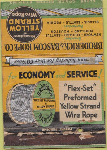 Matchbook Cover - Broderick Bascom Wire Rope ST Louis MO POOR 40 Strike