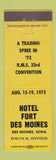 Matchbook Cover - Hotel Fort Des Moines IA RMS Convention 1973