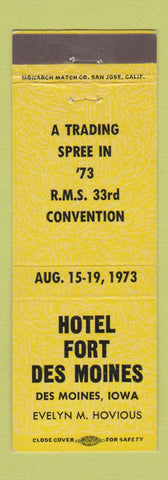 Matchbook Cover - Hotel Fort Des Moines IA RMS Convention 1973