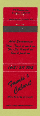 Matchbook Cover - Fannie's Cabaret Brooklyn IL Strip Club