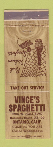 Matchbook Cover - Vince's Spaghetti Ontario CA WEAR