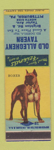 Matchbook Cover - Old Allegheny Tavern Pittsburgh PA Boxer Dog