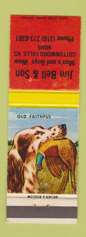 Matchbook Cover - Jim Bell Men's Clothes Cottonwood Falls KS WEAR