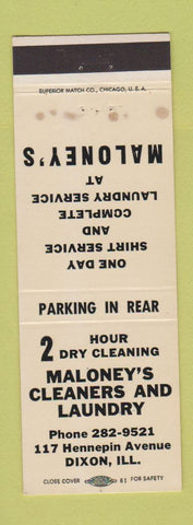 Matchbook Cover - Maloney's Laundry Dry Cleaners Dixon IL WEAR
