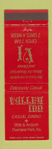 Matchbook Cover - Valley Inn Overland Park KS restaurant