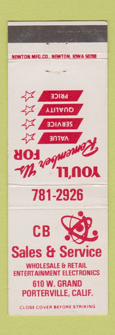 Matchbook Cover - CB Sales Service Porterville CA radio