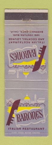 Matchbook Cover - Barone's Italian Restaurant Sherman Oaks CA