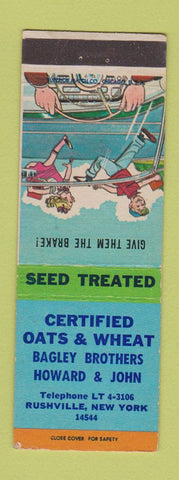 Matchbook Cover - Certified Oats Wheat Seeds Rushville NY