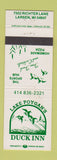 Matchbook Cover - Lake Poygan's Duck Inn Larsen WI WEAR