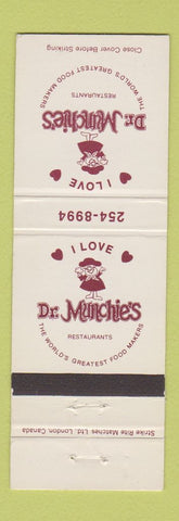 Matchbook Cover - Dr Munchie's Restaurants Coquitlam Surrey BC