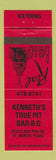 Matchbook Cover - Kenneth's True Pit BBQ Fort Worth TX