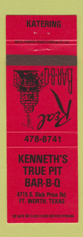 Matchbook Cover - Kenneth's True Pit BBQ Fort Worth TX