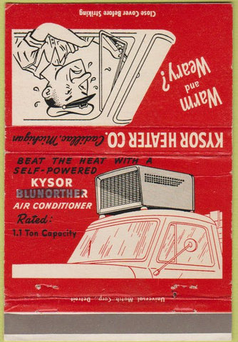 Matchbook Cover - Kysor Heater Co Cadillac MI 40 Strike