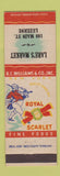 Matchbook Cover - Royal Scarlet Foods Lare's Market Luzerne PA