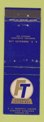 Matchbook Cover - FT Products Uxbridge Middlesex UK England Fastenings