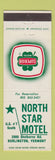 Matchbook Cover - North Star Motel Burlington VT