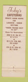 Matchbook Cover - Toby's Cafeterias Miami FL