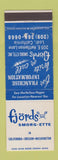 Matchbook Cover - Fjords Smorgette Lodi CA