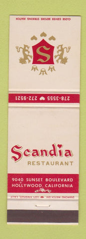 Matchbook Cover - Scandia Restaurant Hollywood CA