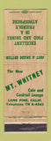 Matchbook Cover - Mount Whitney Cafe Lone Pine CA