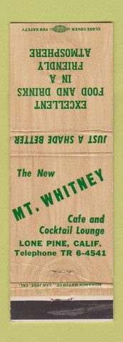 Matchbook Cover - Mount Whitney Cafe Lone Pine CA