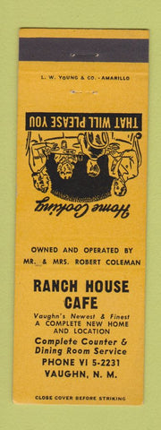 Matchbook Cover - Ranch House Cafe Vaughn NM