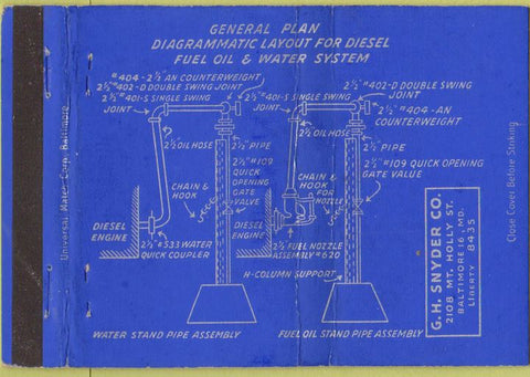 Matchbook Cover - GH Snyder oil gas Baltimore MD 40 Strike