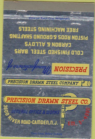 Matchbook Cover - Precision Drawn Steel Camden NJ 40 Strike