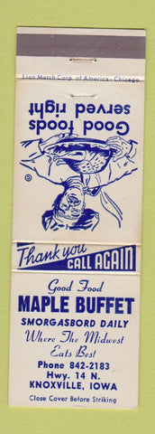 Matchbook Cover - Maple Buffet Knoxville IA