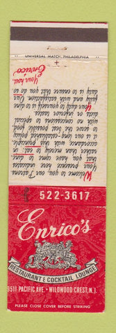Matchbook Cover - Enrico's Restaurant Wildwood Crest NJ