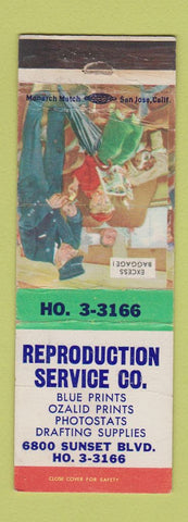 Matchbook Cover - Reproduction Service Blue Print Los Angeles C AWEAR