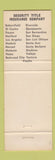 Matchbook Cover - Security Title Insurance Safeco