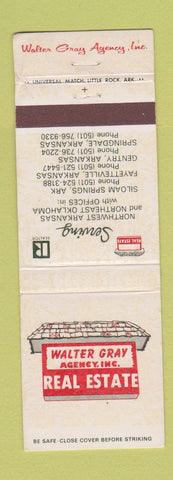 Matchbook Cover - Walter Gray Real Estate Fayetteville Gentry Springdale AR
