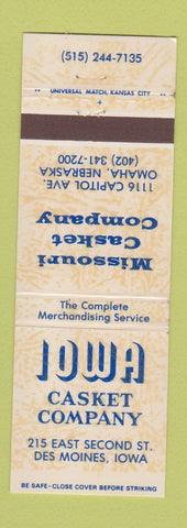Matchbook Cover - Iowa Casket Company Des Moines IA Omaha