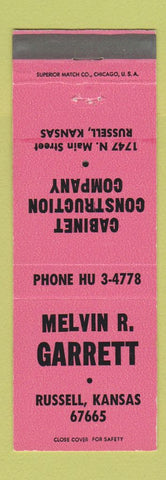 Matchbook Cover - Melvin Garrett Cabinet Russell KS PINK