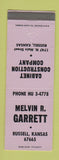 Matchbook Cover - Melvin Garrett Cabinet Russell KS LAVENDER