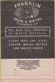Matchbook Cover - Franklin Iron Metal Co Battle Creek MI 40 Strike