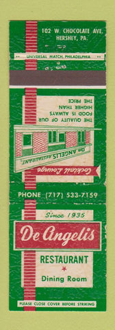 Matchbook Cover - De Angelis Restaurant Hershey PA