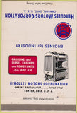 Matchbook Cover - Mercules Motors Canton OH 40 Strike
